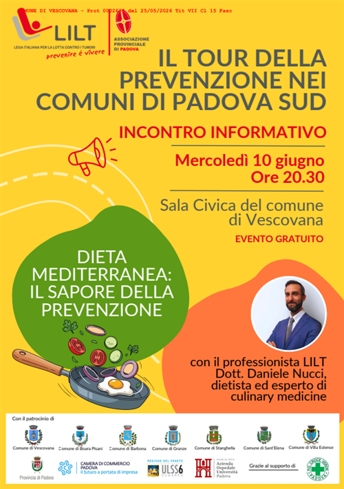 Dieta mediterranea: il sapore della prevenzione. Mercoledì 10 giugno Ore 20.30