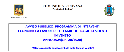 Interventi economici a favore delle famiglie fragili residenti in Veneto anno 2024